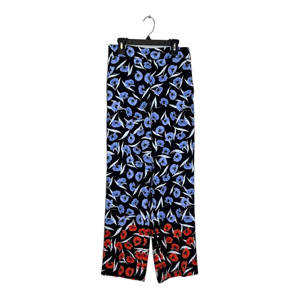 Ann Taylor black blue red floral side zipper pants size 00P